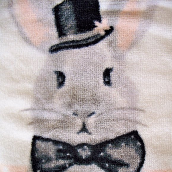 Fanciful Bathroom Set of 2 Guest Hand Towels Easter Bunny Black Hat Bow Tie - Picture 3 of 3
